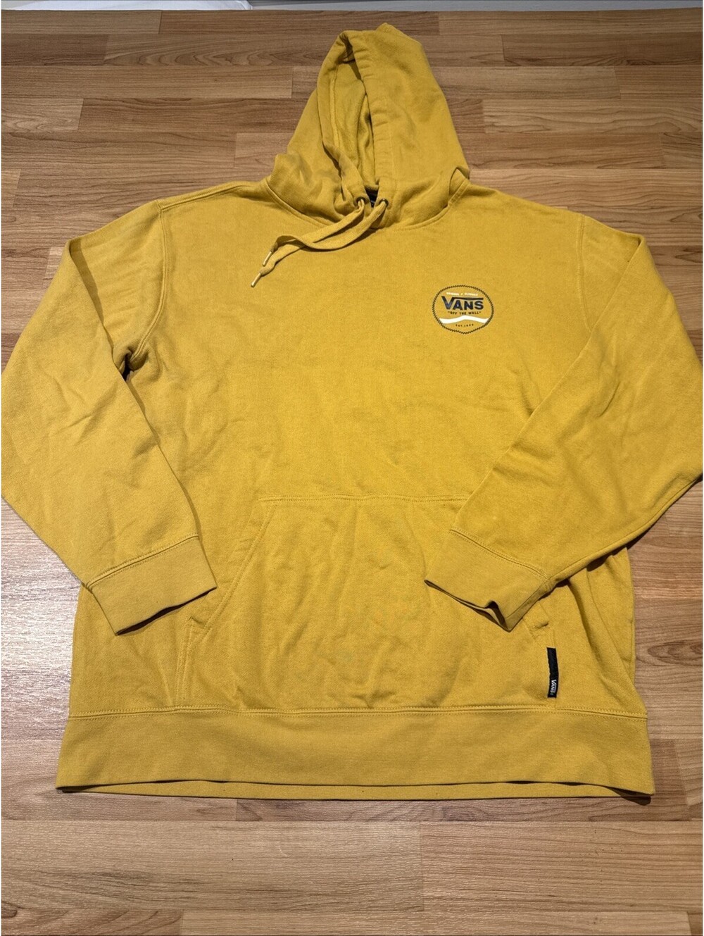 Vans Hoodie Mens XL Yellow Original Off The Wall Graphic Fleece Pullover